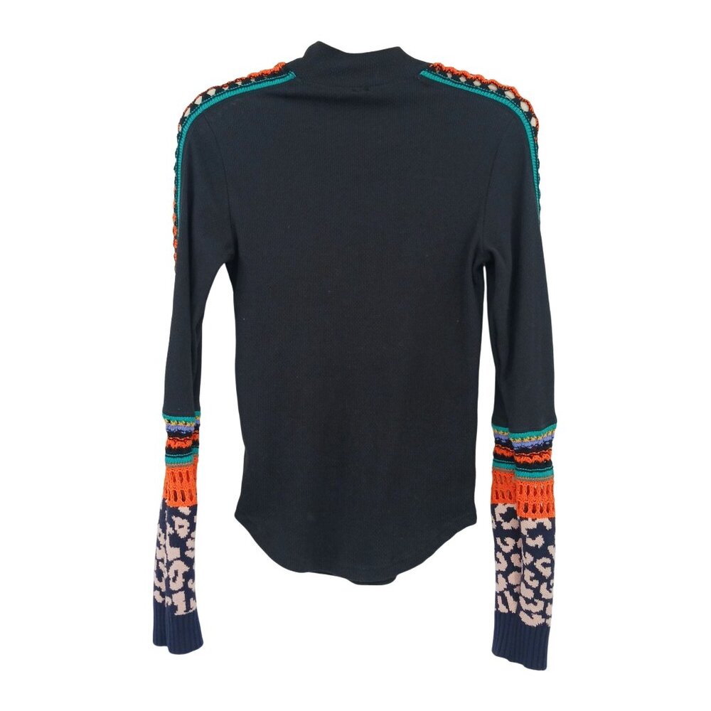 Free People Switch It Up Cuff Thermal Top Size Large Crochet Detail - Picture 5 of 15
